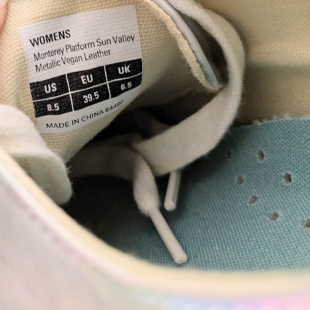Silver Holographic Platform Sneakers Tennis Shoes SEAVEES women's 8.5 - Picture 8 of 8